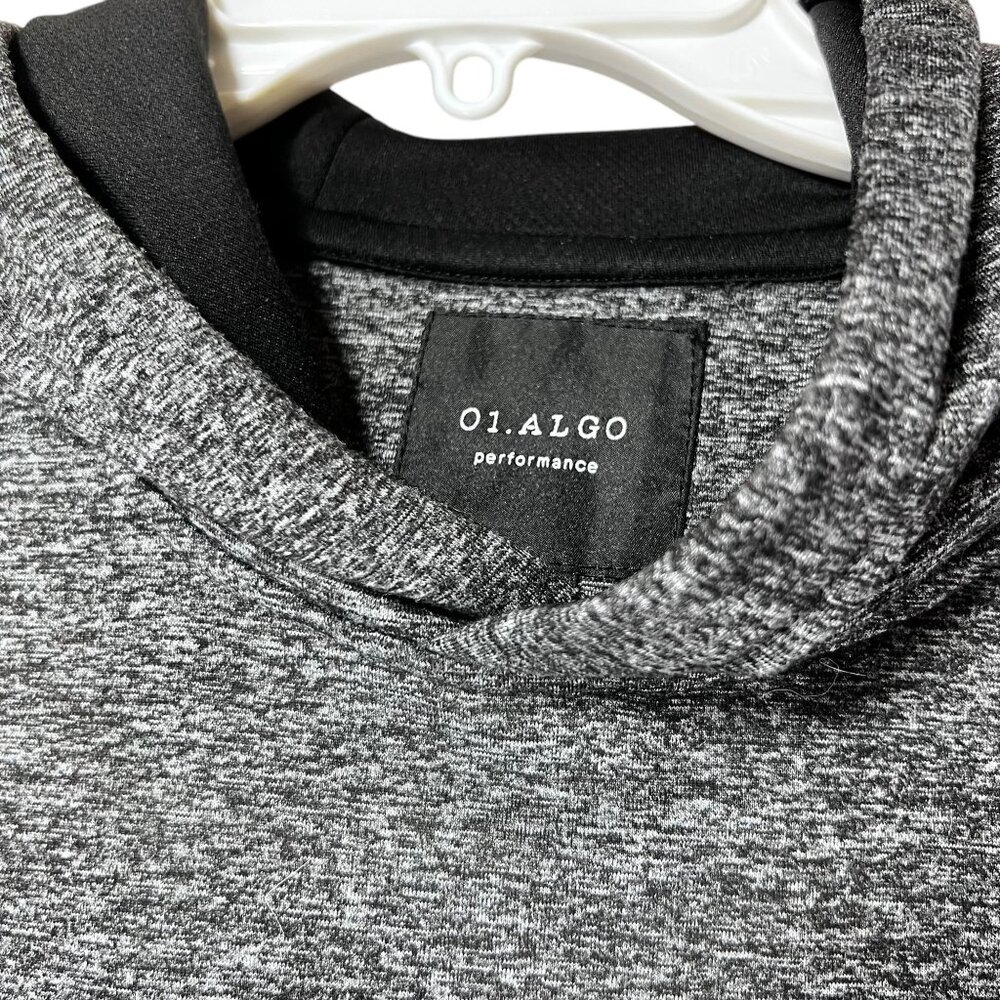 01.Algo Performance Gray Heather Hoodie Pullover Sweatshirt Zip Pocket Med - Picture 3 of 12